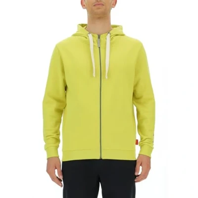 Image of CITROËN O102941 I002 HOODED Sweatshirt FULL ZIP Vintage Logo Sleeve Print W/Side Pockets C23W Men&#039;s Celery Size M
