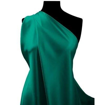 Image of Fabrics King ONLINE Premium Dull Silky Satin Fabric Dress Bridal Fashion Material 60&quot; 150cm Wide Per Metre (Teal Green, 1 METRE)