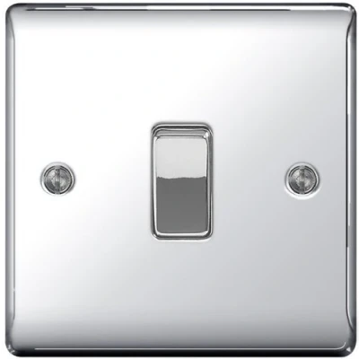 Image of BG Electrical NPC13 Nexus Metal Polished Chrome 1 Gang 10Ax Intermediate Plate Switch by