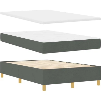 Image of vidaXL Box Spring Bed with Mattress &amp; Bench Dark Grey 120x190 cm Fabric