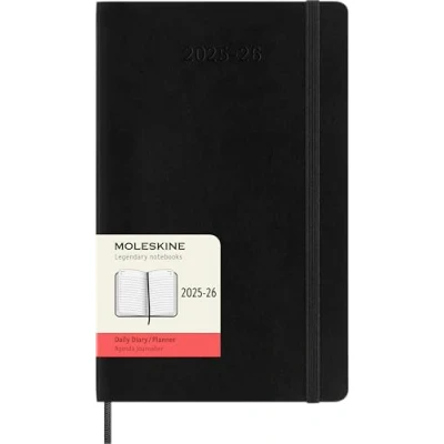 Image of Moleskine Daily Planner 2025 2026, 18 Month Diary with Soft Cover and Elastic Closure, Large Format 13 x 21 cm, Black Color
