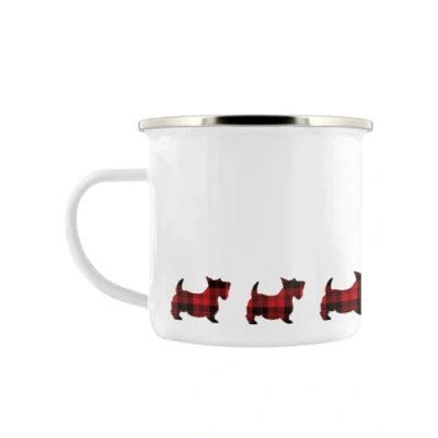 Image of Grindstore Scottie Dog Enamel Mug for Tea or Coffee White 8cm