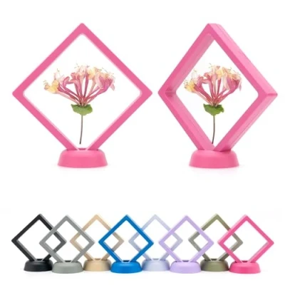 Image of CKB LTD Pack of 5 3D Floating Frames Display Case Holder Storage Box Suspension Stand Holds Jewellery, Gemstones, Collectable Coins and Hobby Craft Items (Pink) 11cm x (Large)