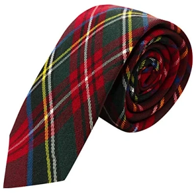 Image of King &amp; Priory Traditional Red Tartan Check Tie, Necktie, Scotland, Highland, Scottish Look, Stewart