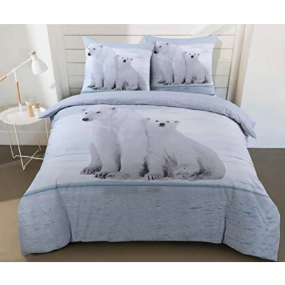 Image of VISION Flannel Bear Duvet Cover 140 x 200 cm with 1 Matching Pillowcase 100% Cotton