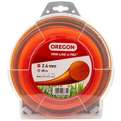 Image of Oregon String Trimmer Line, Replacement Nylon Strimmer Wire for Grass Trimmers &amp; Brushcutters, DIY Gardening, Universal Fit, All Purpose, Round Cord, 2.4mm x 88m Spool, Orange (69 364 OR)