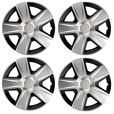 Image of UKB4C 4x Wheel Trims Hub Caps 14&quot; Covers fits Honda Jazz Civic Accord in Silver and Black Alloy Look