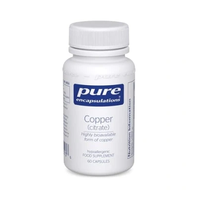 Image of Pure Encapsulations Copper (Citrate) Highly Bioavailable Supplement 60 Vegetarian Capsules
