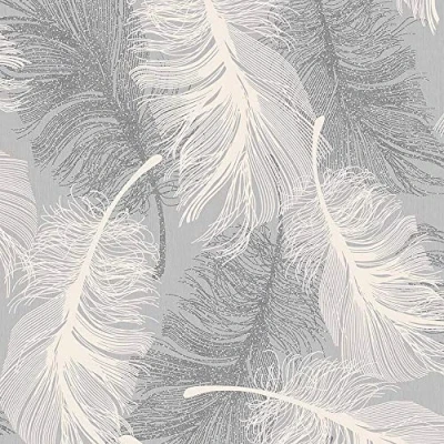 Image of Coloroll Feather Blown Vinyl Wallpaper in Grey &amp; White M0923 Full Roll