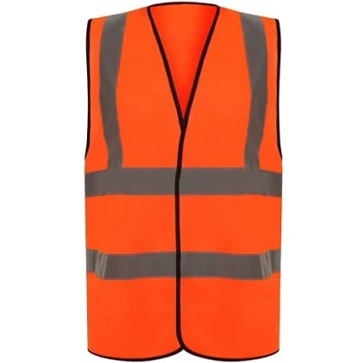 Image of Hi Viz Vis High Visibility Vests Reflective Tape Safety Security Work Lightweight Waterproof Workwear (Medium, Orange)