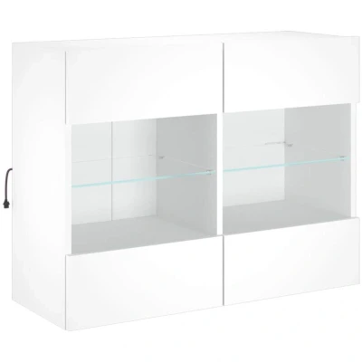 Image of vidaXL TV Wall Cabinet with LED Lights White 78.5x30x60.5 cm