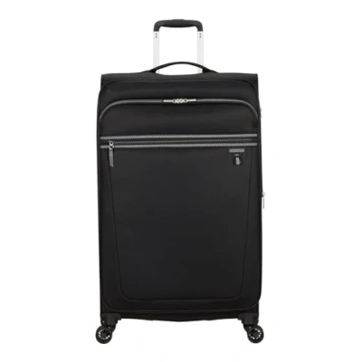 Image of American Tourister Large Expandable Soft Trolley Suitcase 4 Swivel Wheels Integrated 3 Digit Combination Lock with TSA Function Features a Main Compartment, 1041 Black