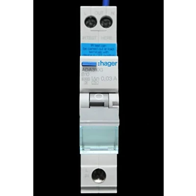 Image of Hager 10 AMP TYPE B 6kA 30mA RCBO ADA310G