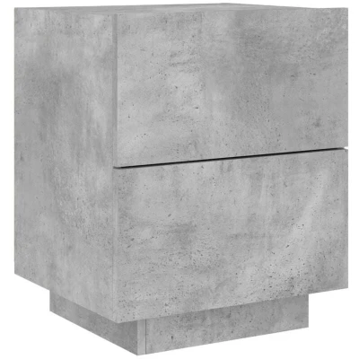 Image of vidaXL Bedside Cabinet with LED Lights Concrete Grey Engineered Wood