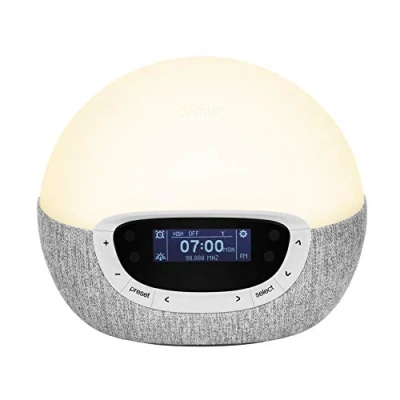 Image of Lumie Bodyclock Shine 300 Wake up Light Alarm Clock with Radio, 15 Sounds and Sleep Sunset, White