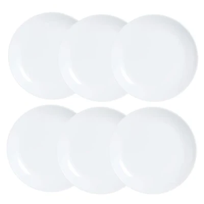 Image of Luminarc Diwali Set of 6 Extra Resistant Opal Glass Dessert Plates, 19 cm, White