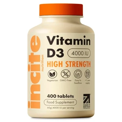 Image of Vitamin D3 4000 IU 400 High Strength D Tablets (1+ Year Supply) Vegetarian Immune System Booster Gluten Free Supplements Made in The UK
