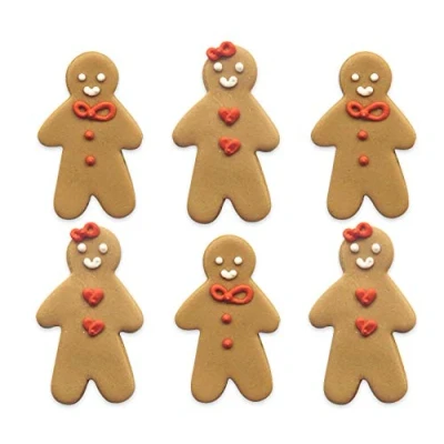 Image of Anniversary House Christmas Gingerbread Friends Edible Cake Decorations, Handcrafted Toppers, Fondant Icing Sugar Cupcake SFX301