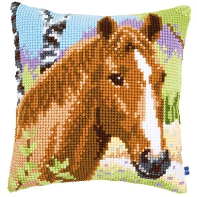Image of Vervaco Cross Stitch Cushion Kit: Brown Mare, Cotton, NA, 40 x 40cm