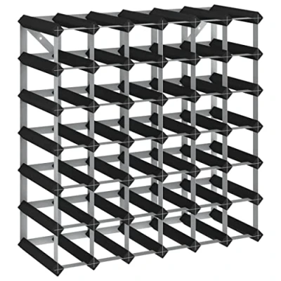 Image of vidaXL Solid Pine Wood Wine Rack Black 42 Bottle Capacity Holder, Freestanding Storage, for Kitchen/Living Room