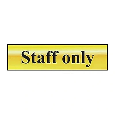 Image of Scan SCA6013 Self adhesive brass effect sign Staff only 200 x 50mm