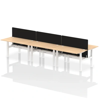 Image of Air B2B 1400x800mm Adjustable 6P Bench Desk CP Maple/White + Screen