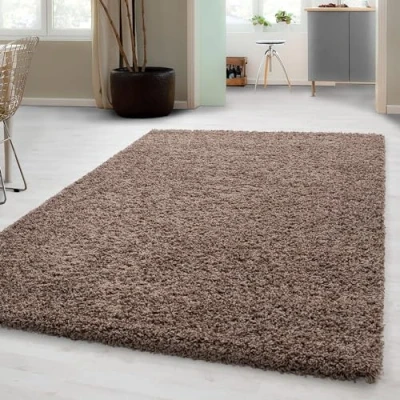 Image of Carpetsale24 High Pile Shaggy Rug, Polypropylene, Mocha, 120x170 cm