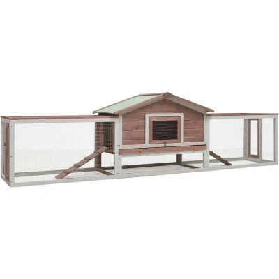 Image of vidaXL Rabbit Hutch Mocha 310x70x87 cm Solid Pine &amp; Fir Wood