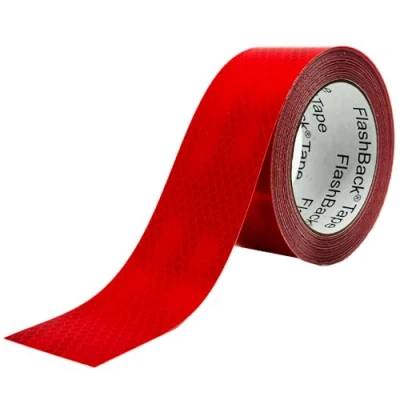 Image of FlashBack Red Reflecive Tape High Visibility Self adhesive Sticker Hi Vis Reflective Sticky 50mm x 10 Metres