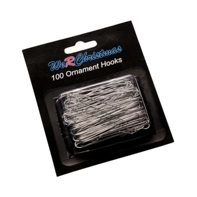 Image of WeRChristmas Ornament Hooks, Silver, Pack of 100, 6 cm