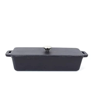 Image of ECHTWERK EW GE 1501 Cast Iron Bread Baking Dish with Lid, Loaf Tin, Enamel Coating, for Ovens, Grills, BBQ Inductions, 1.5 L, Diameter 28.2 x 12. cm, Black