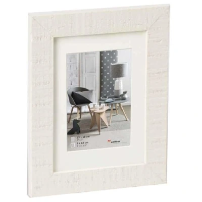 Image of walther Design Picture Frame Polar White 13 x 18 cm with PassepArtout, Home Wooden HO318V