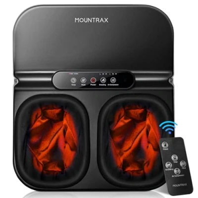 Image of Mountrax Foot Massager Machine with Heat, Gifts for Men Women, Plantar Fasciitis and Relieve Pain, Deep Kneading Shiatsu Massager, Fits Feet Up to Size 12