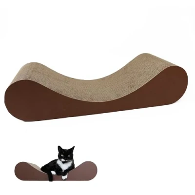 Image of DIVCHI Cat Scratching Board Lounge Bed With Catnip For Kitty Cats Scratchers Pet Cardboard Scratch Pad Kitten Boards