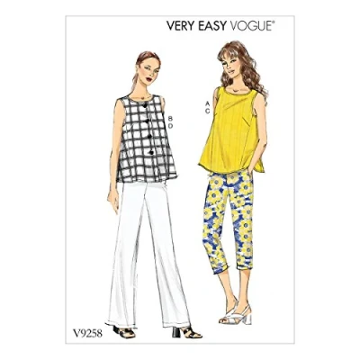 Image of Vogue Patterns 9258 F5,Misses Tops and Pants,Sizes 16 24, Tissue, Multi Colour, 15 x 0.5 22 cm
