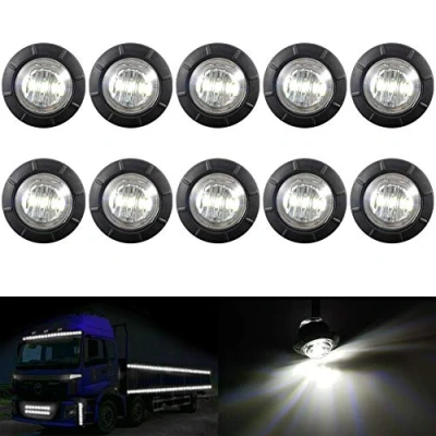 Image of KATUR 3/4&quot; Round LED Front Rear Side Marker Indicators Light Waterproof Bullet Clearance 12V for Car Truck (White)