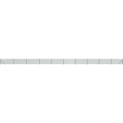 Image of vidaXL Chain Link Fence with Flange Green 1.1x25 m