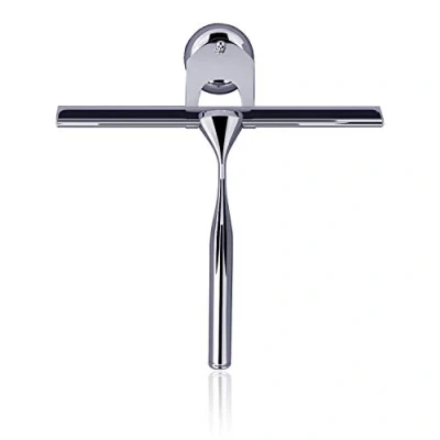 Image of ZEEX Stainless Steel Window Squeegee Shower Cleaner Chrome &amp; Screen Wiper with Suction Cup Hook Holder For Cleaning Glass Tabletop Windshields Kitchen Mirror
