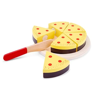 Image of New Classic Toys 10585 Master Wooden Pretend Play Kids Cutting Cake Cream Cooking Simulation Educational Perception Toy for Preschool Age Toddlers Boys Girls, Multi Color, Petit