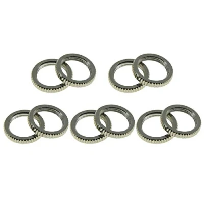 Image of KAISH Pack of 10 American Thread 15/32&quot; Fine Knurled Guitar Toggle Switch Nut for Les Pauls with Switchcraft Switches Nickel