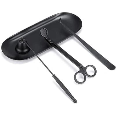 Image of 4 in 1 Candle Tools Set, Wick Trimmer, Cutter, Snuffer, Dipper Accessory Set (black)
