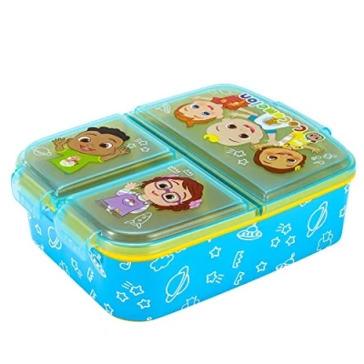 Image of Zawadi Global Cocomelon Kids Childrens Multi Compartment Rectangular School Travel Lunch Food Box Sandwich Bento Container, BPA Free