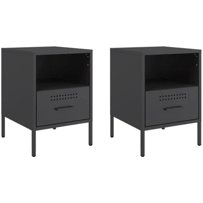 Image of vidaXL Bedside Cabinets 2 pcs Black 36x39x50.5 cm Steel