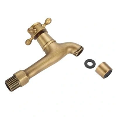 Image of G1 2&quot; Wall Mounted Faucet, Brass Mop Pool Faucet Vintage Water Tap with Storage Bag Antique Single Handle for Washing Machine Bathroom Garden (Long)