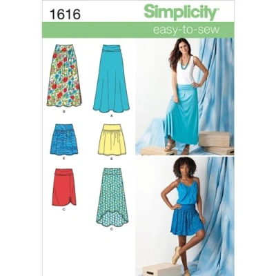 Image of Simplicity Sewing Pattern 1616: Misses&#039; Knit or Woven Skirts, Size, Paper, White, R5 (14 16 18 20 22)