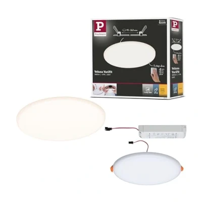 Image of Paulmann 93063 Veluna VariFit LED panel recessed luminaire IP44 3 step dim 185mm round incl. 1x17W ceiling satin plastic 3000K