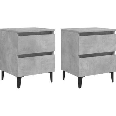 Image of vidaXL 2x Bed Cabinets Concrete Grey Engineered Wood Nightstand Home Furniture