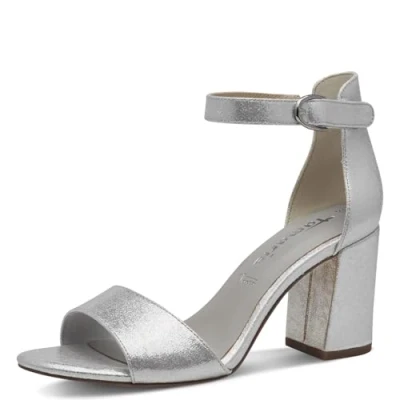 Image of Tamaris Women&#039;s Damen 1 28386 42 Heeled Sandal, Silver, 5 UK