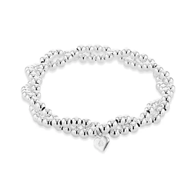 Image of Tuscany Silver Women&#039;s Sterling Stretch 4mm Twist Ball Bracelet of 19cm/7.5&quot;