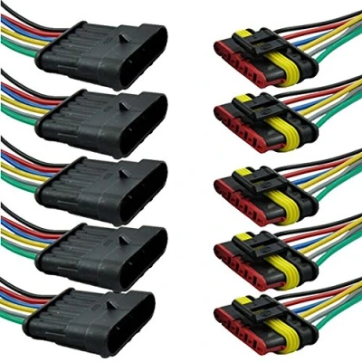 Image of Mintice™ 5 X 6 Pin Way Car Auto Waterproof Electrical Connector Plug Socket Kit with Wire AWG Gauge Marine